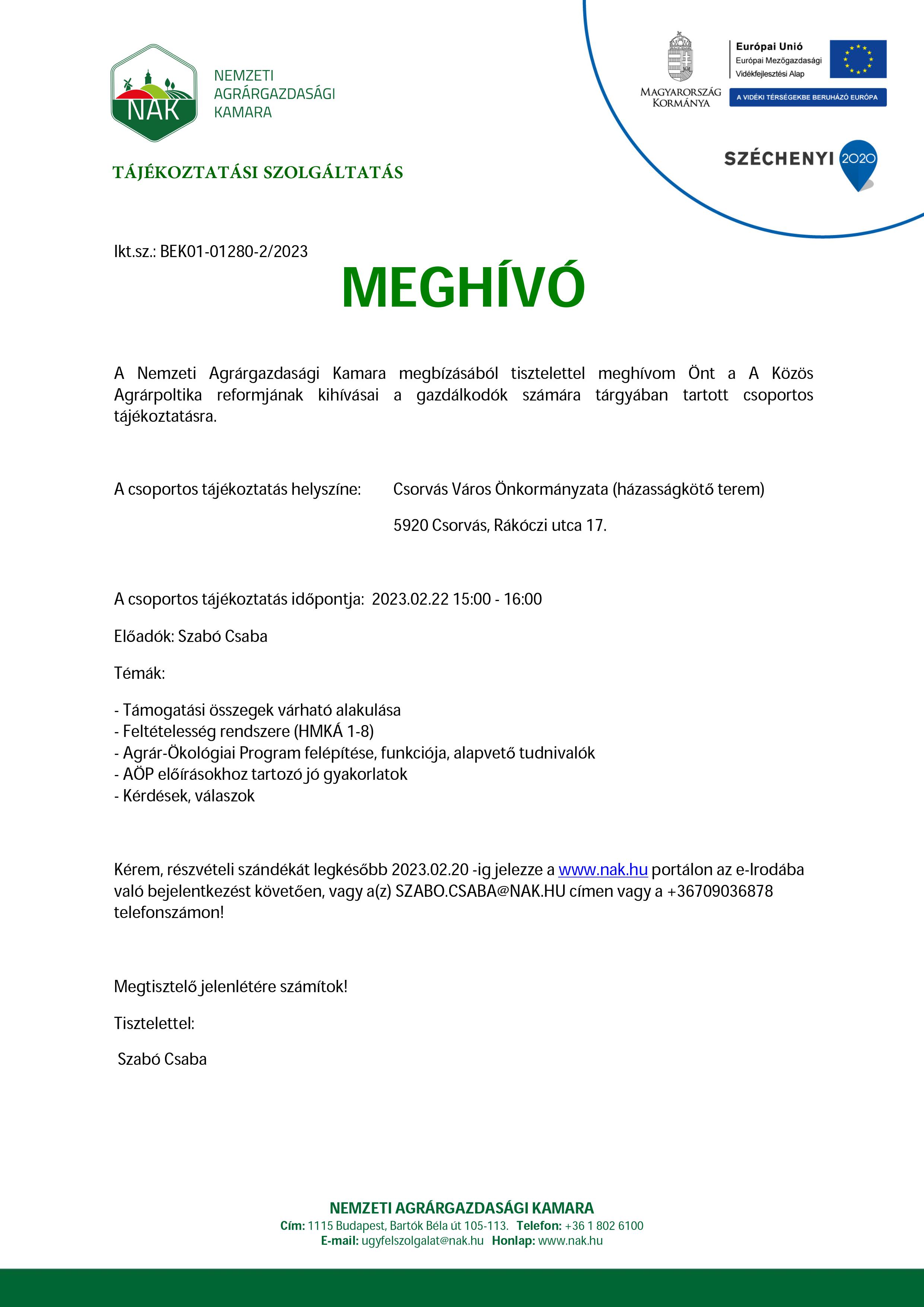 Meghívó csoportos tájékoztatóra 2023.02.22. 1